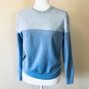 Calvin Klein 100% Merino Wool Lightweight Blue Navy Grey Sweater Classic Size XL